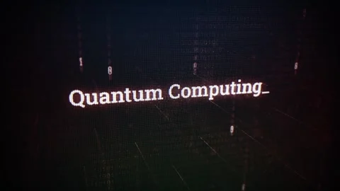 Quantum Computing on digital screen message on computer screens V02 Stock Footage 317004509