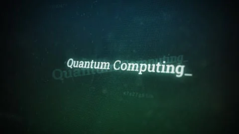 Quantum Computing on digital screen message on computer screens V03 Stock Footage 317004512