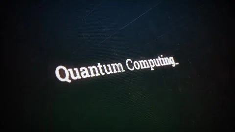 Quantum Computing on digital screen message on computer screens V04 Stock Footage 317004545