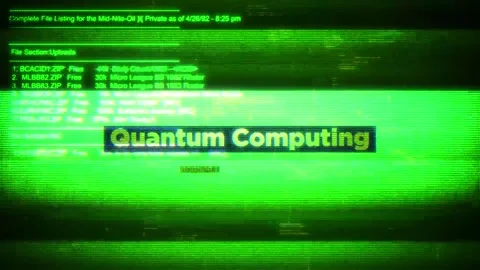 Quantum Computing on digital screen message on computer screens Stock Footage 317055834