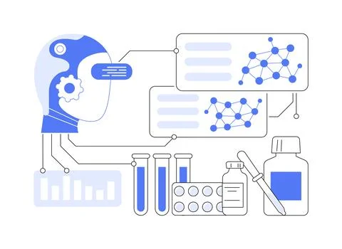 Quantum Computing in Drug Design abstract concept vector illustration. Stock Illustration