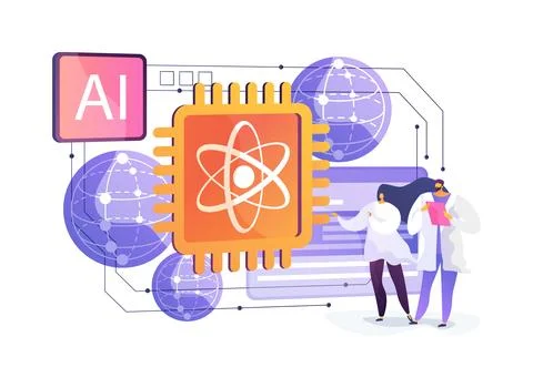 Quantum Computing Experiment abstract concept vector illustration. Stock Illustration