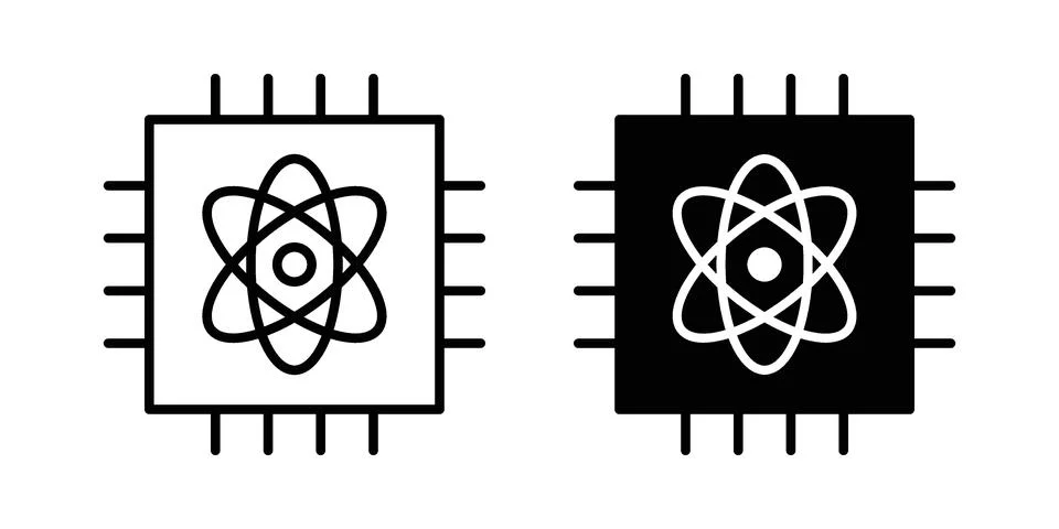 Quantum computing icon set modern line and solid style collection. 库存插图