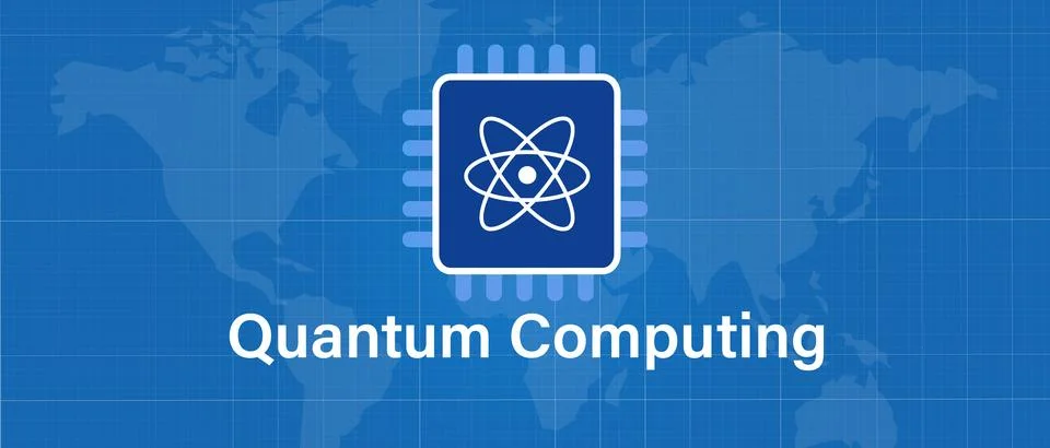 Quantum computing icon symbol research technology concept of computer Stock Illustration