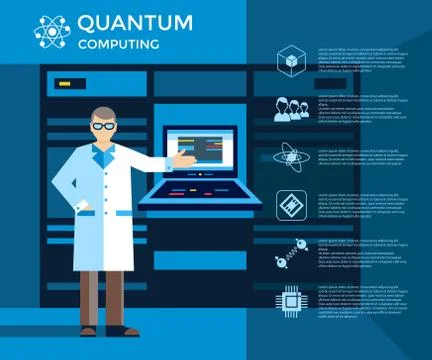 Quantum computing icons set Stock Illustration