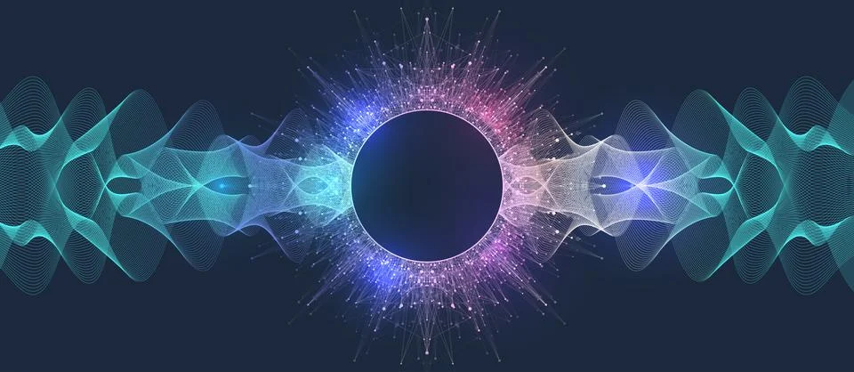 Quantum Computing Idea Design Element Concept. Deep Learning Artificial Stock Illustration