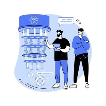 Quantum computing isolated cartoon vector illustrations. Illustrazione stock