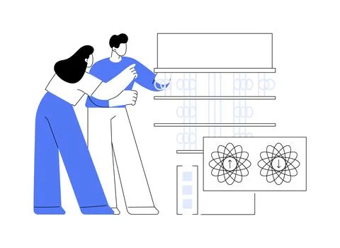 Quantum computing isolated cartoon vector illustrations. Illustrazione stock