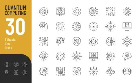 Quantum Computing Line Editable Icons set. イラスト素材