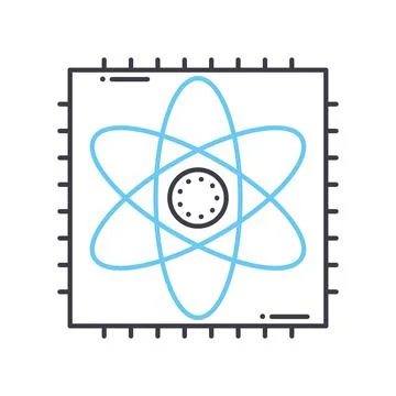 Quantum computing line icon, outline symbol, vector illustration, concept sign Stock Illustration