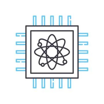 Quantum computing line icon, outline symbol, vector illustration, concept sign Stock Illustration