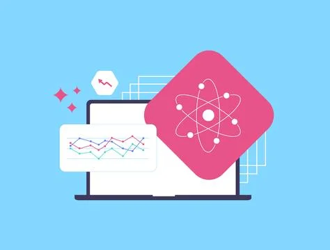Quantum computing in marketing analytics. Illustration of quantum algorithms Stock Illustration