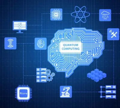 Quantum computing as modern technology concept Illustrazione stock