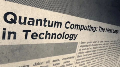 Quantum Computing The Next Leap in Technology Title on Newspaper headline Stock Footage 291280630