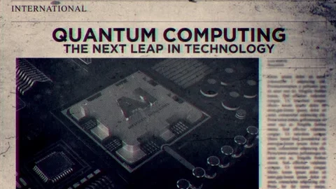 Quantum Computing The Next Leap in Technology Title on Newspaper headline Stock Footage 291282729