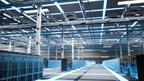 Quantum computing, physics and supercomputer in data center Stockfoto's