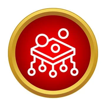 Quantum computing processor icon symbol in red circle Illustrazione stock