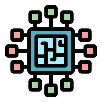 Quantum computing processor managing connections and data flow Stock Illustration