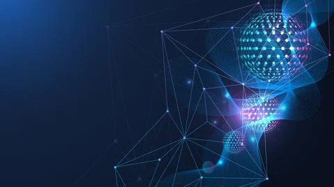 Quantum computing. Quantum processing. Artificial intelligence quantum computer イラスト素材