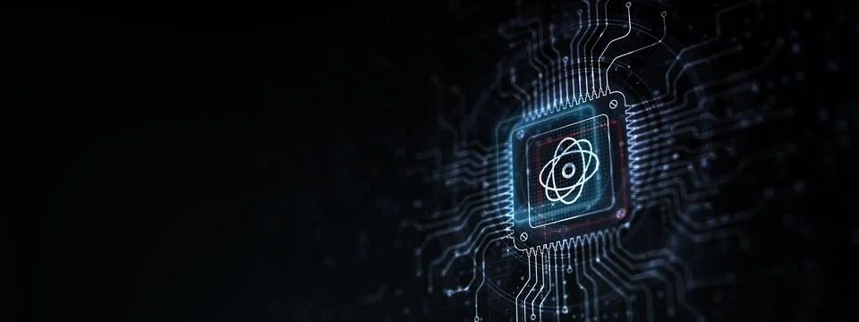 Quantum Computing Revolutionizing Information Processing Illustrated on a Pro Stock Illustration