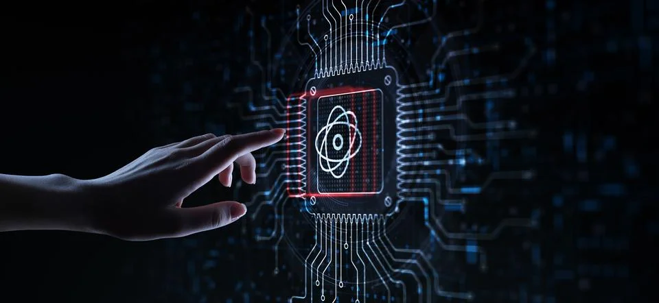 Quantum Computing Revolutionizing Information Processing Illustrated on a Pro Stock-Fotos