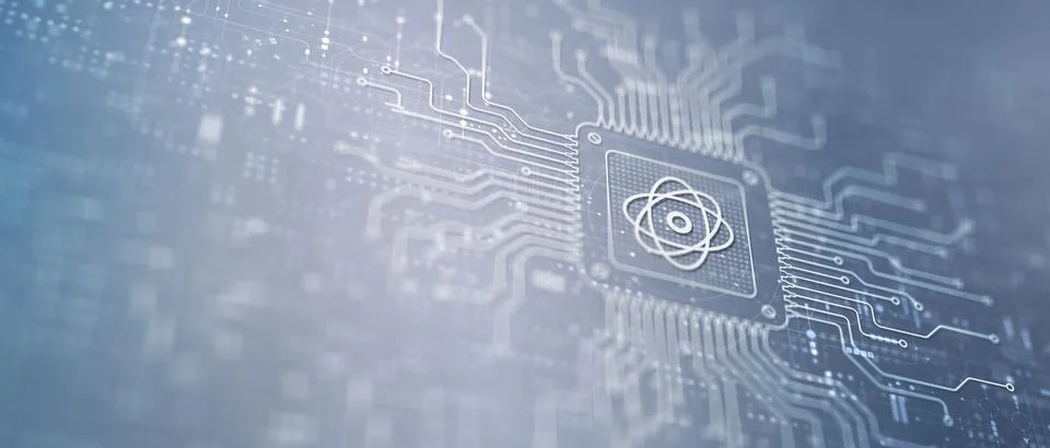 Quantum Computing Revolutionizing Processing Illustrated on a Processor. Stock Illustration