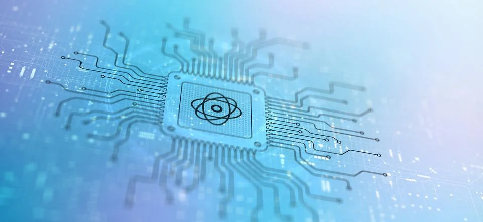 Quantum Computing Revolutionizing Processing Illustrated on a Processor. Stock Illustration