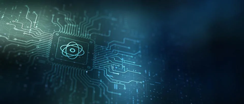 Quantum Computing Revolutionizing Processing Illustrated on a Processor. Foto stock