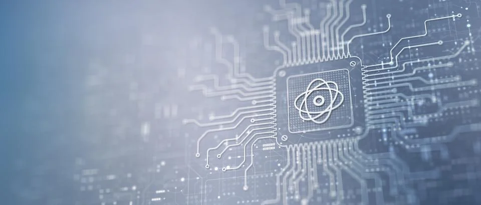 Quantum Computing Revolutionizing Processing Illustrated on a Processor. Foto stock