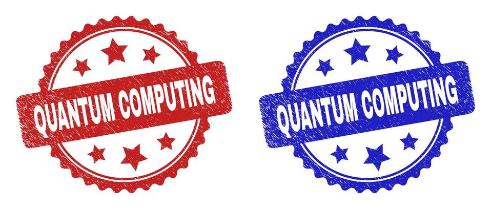QUANTUM COMPUTING Rosette Stamp Seals Using Grunge Surface Stock Illustration
