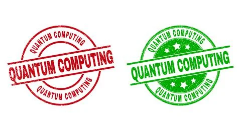 QUANTUM COMPUTING Round Watermarks Using Corroded Surface Illustrazione stock