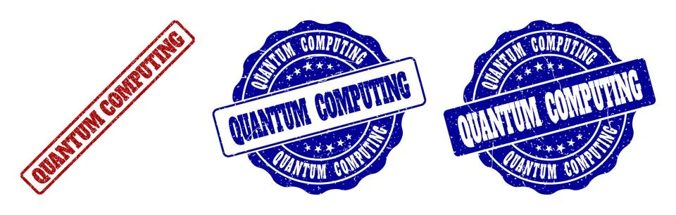 QUANTUM COMPUTING Scratched Stamp Seals Stock Illustration