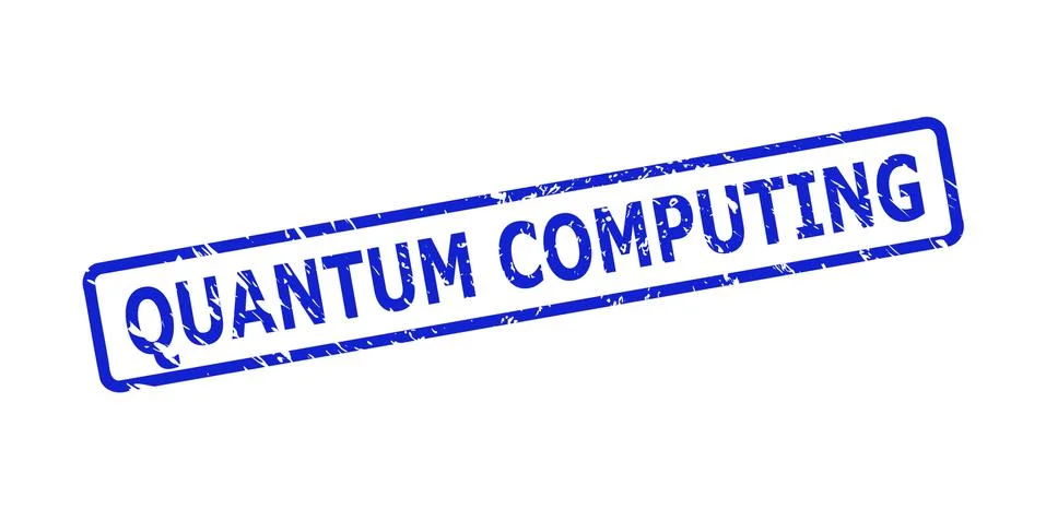 QUANTUM COMPUTING Stamp with Scratched Surface and Rounded Rect Frame Illustrazione stock