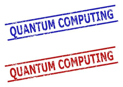QUANTUM COMPUTING Stamps with Rubber Style and Parallel Lines Stock Illustration