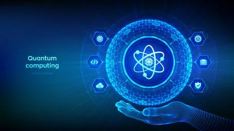 Quantum computing technology concept. AI. Artificial intelligence. Quantum qu Stock Illustration