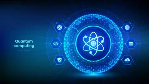 Quantum computing technology concept. Quantum qubit intelligent computing. .. 库存插图