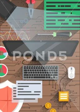 Quantum computing technology vector poster design template Illustration ...