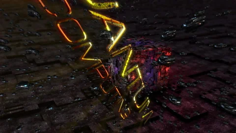 Quantum Computing text abstract science technology futuristic 3D cinematic title Stock Footage 299915696