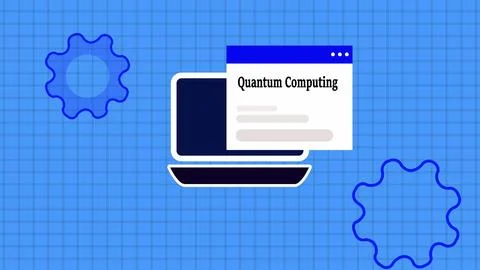 Quantum computing text isolated digital technology notification message pag.. 库存插图