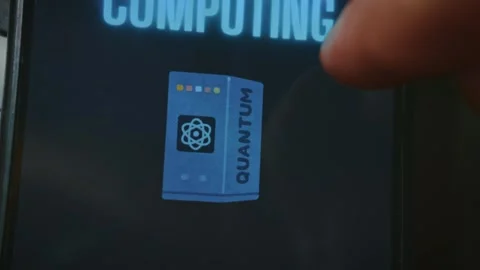 Quantum Computing themed graphic presentation created on smartphone Stock Footage 289087769