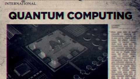 Quantum Computing Title on Newspaper headline Style Stock Footage 292372484