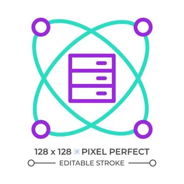 Quantum computing two color line icon Stock Illustration