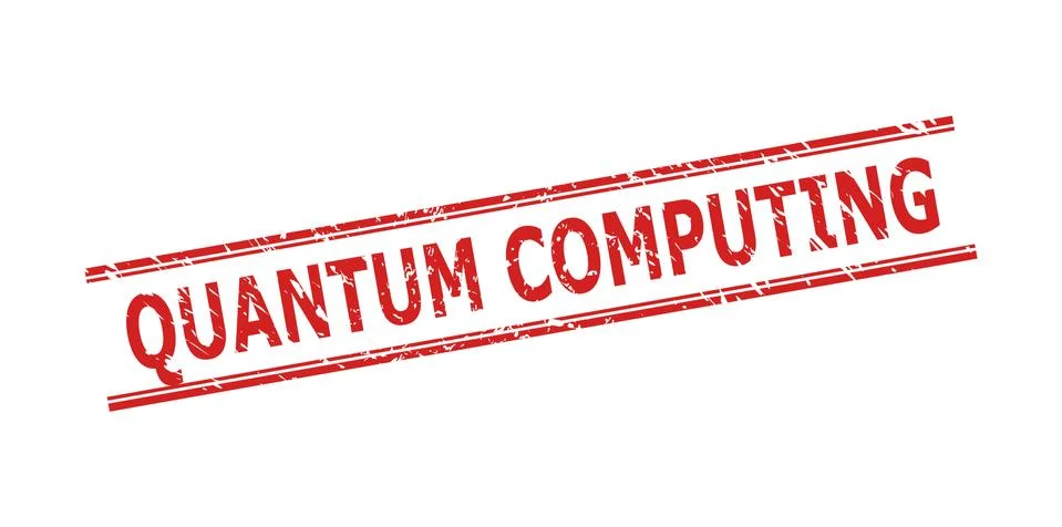 QUANTUM COMPUTING Watermark with Unclean Style and Double Parallel Lines Stock Illustration