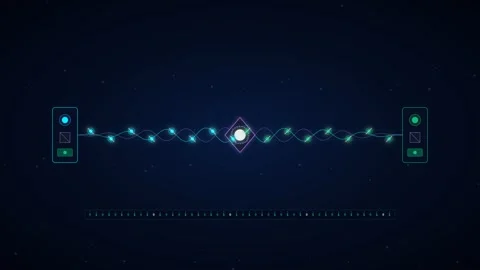 Quantum Cryptography Key Exchange visualization with entangled photon 4K Loop Stock Footage 345144381
