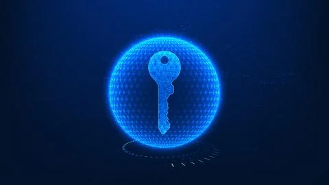 Quantum Cryptography Technology Background, Digital Lock Key in Futuristic .. Stock Illustration