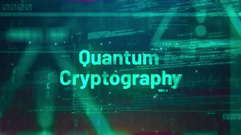 Quantum Cryptography Word on High Technology Futuristic Background Stock Footage 343606179