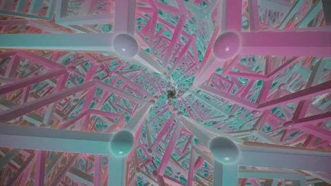 Quantum Cube Tunnel Loop - Futuristic Geometric Network Background Stock Footage 345895601