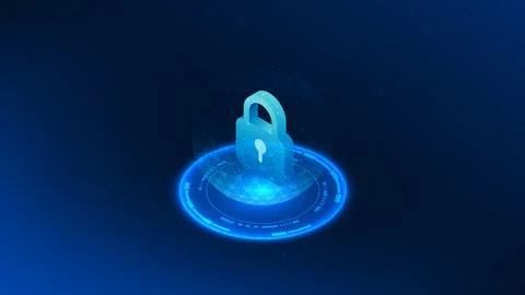 Quantum cyber security technology background digital lock inside a glowing .. 스톡 일러스트