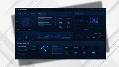 Quantum Dashboard Advanced Vector Next Gen Computing Interface Stock Illustration