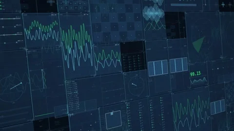 Quantum-datacentre-wall-blue-diagonal-panel-field-loop Vidéo 343622675